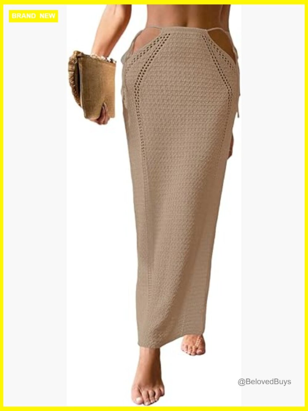 Crochet Knit Slim Fit Beach Sarong Waist Tie Cover Up Maxi Skirt